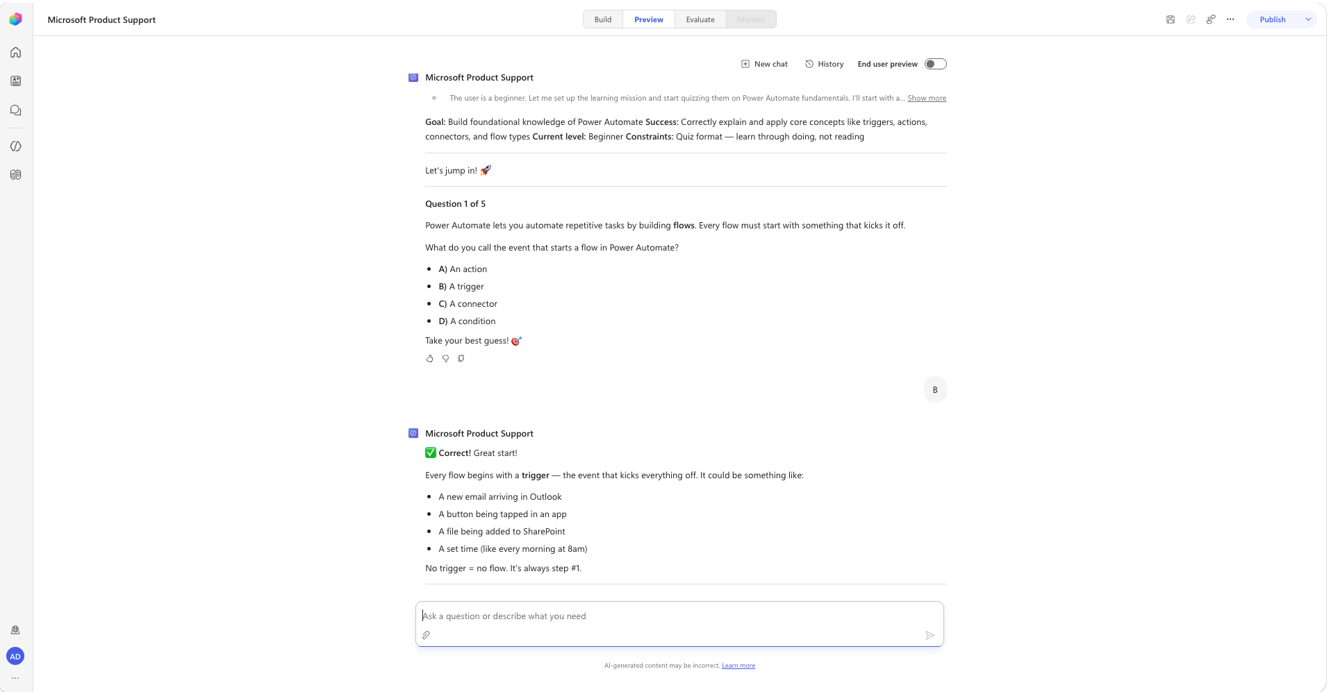 Interactive quiz question with answer choices