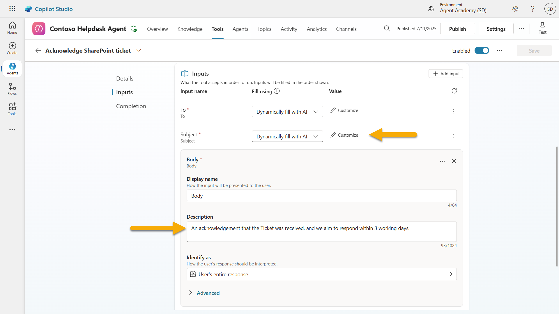 Configure Input Parameters