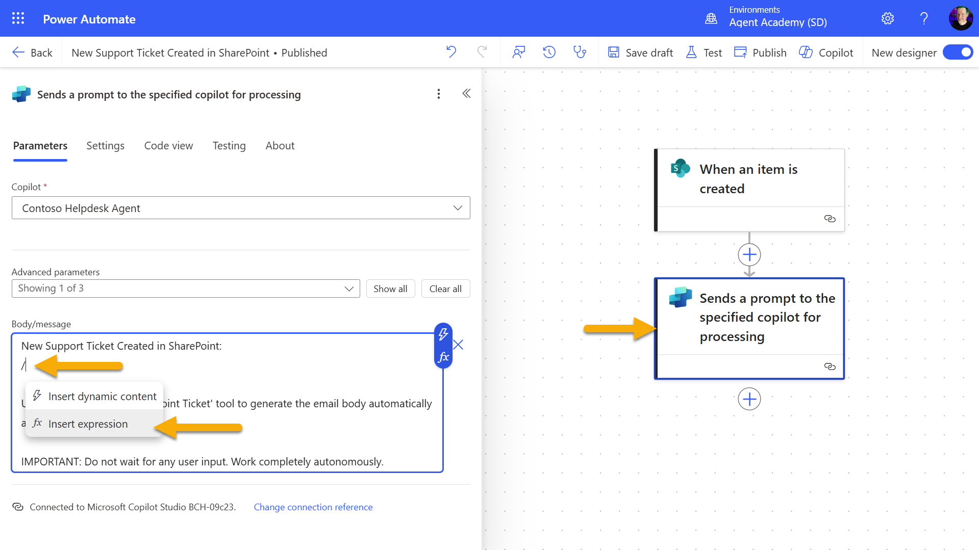 Insert expression for trigger