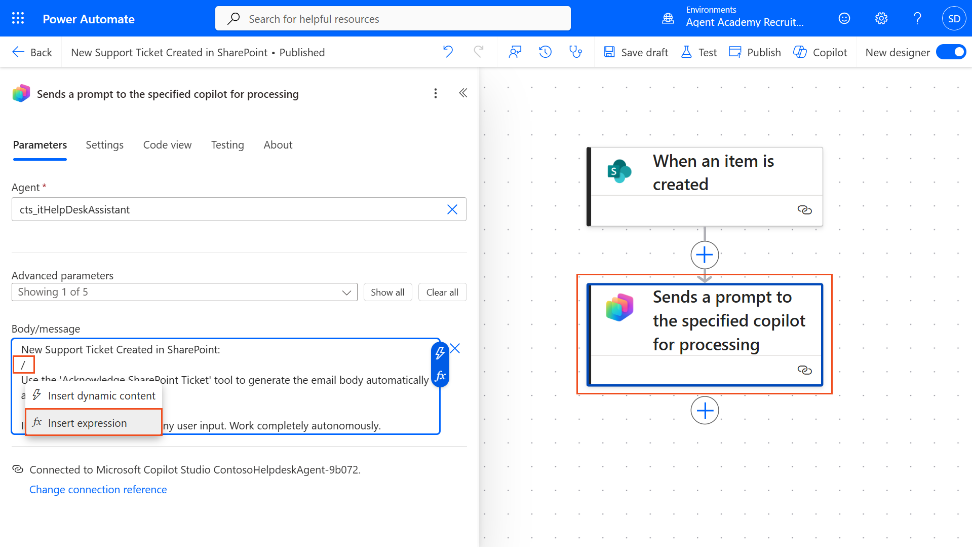 Insert expression for trigger