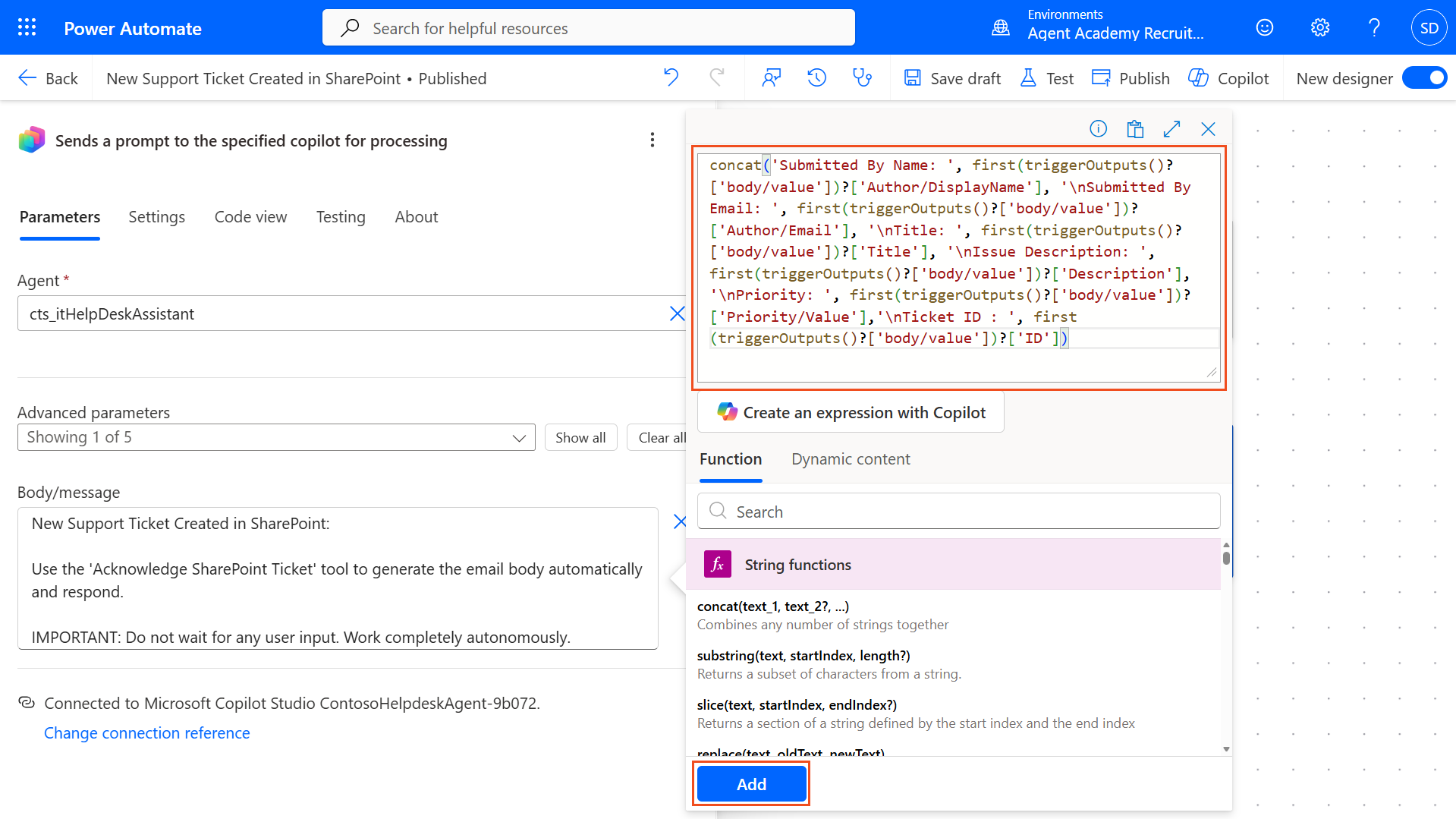 Trigger output expression