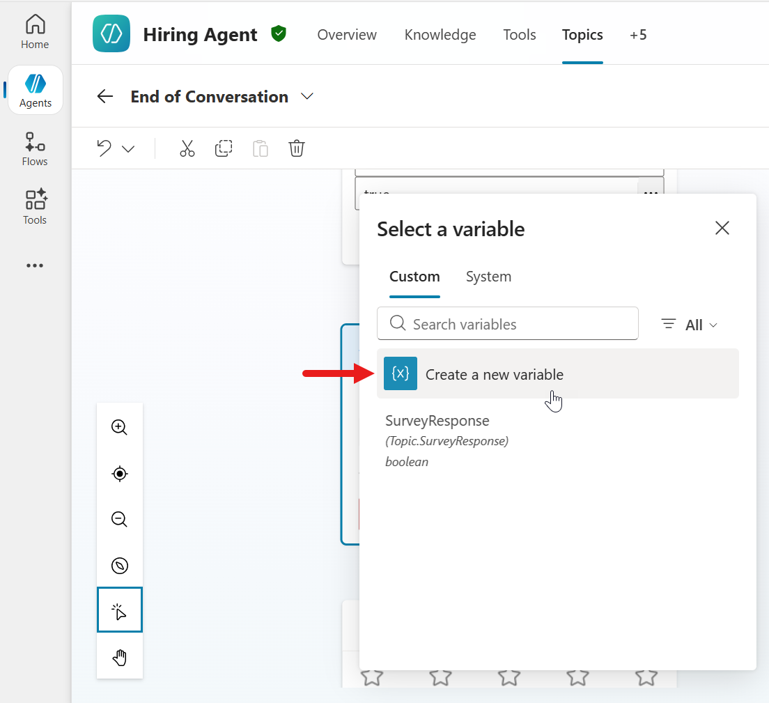 Select create a new variable node