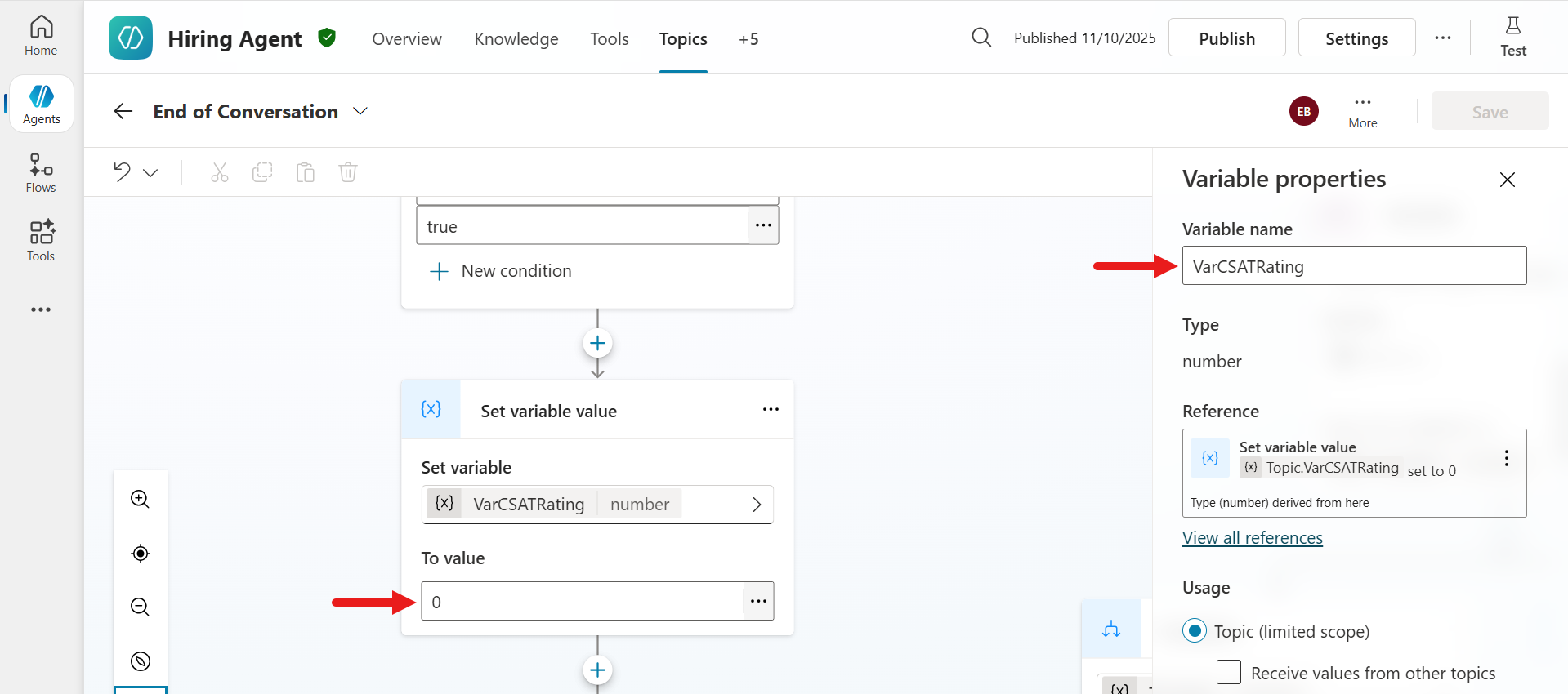 Configure Variable properties