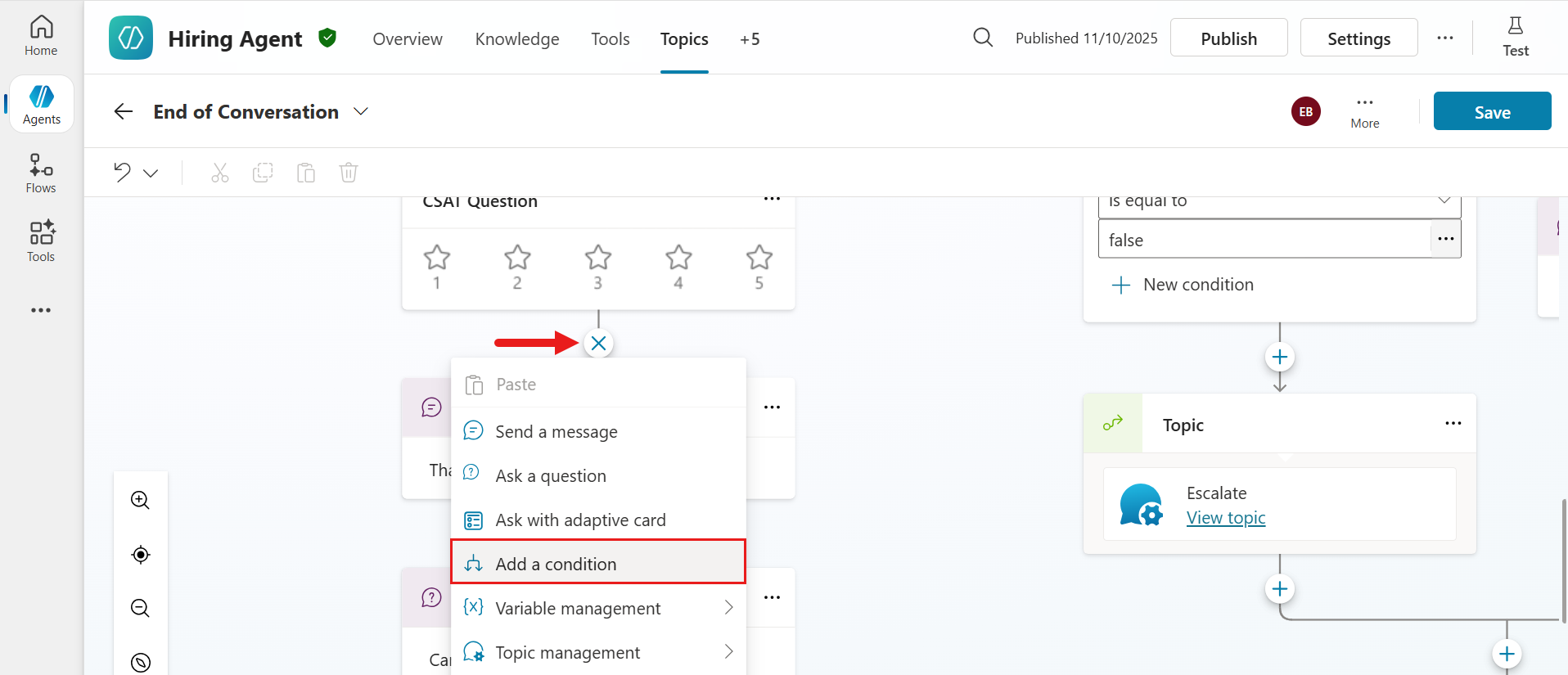 Add a Condition node