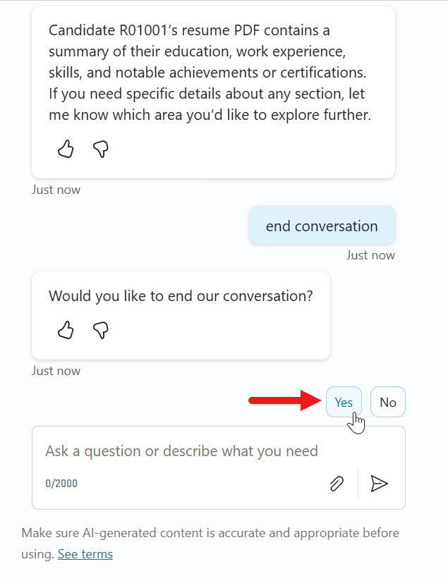 Yes end conversation