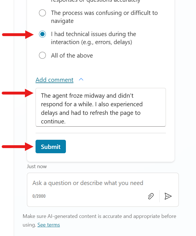 Written feedback and submit