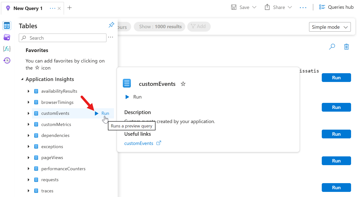 Run customEvents query