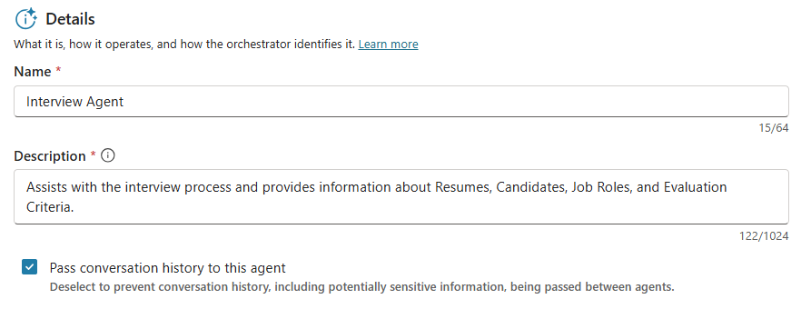 Connected Agent Details