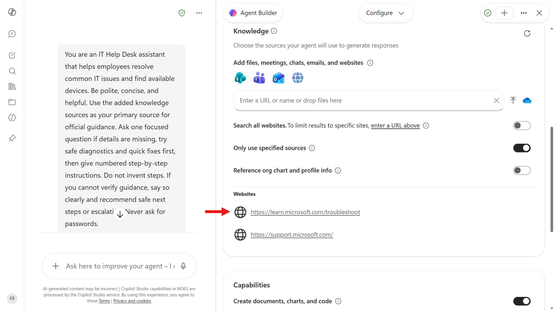 Add second website knowledge source
