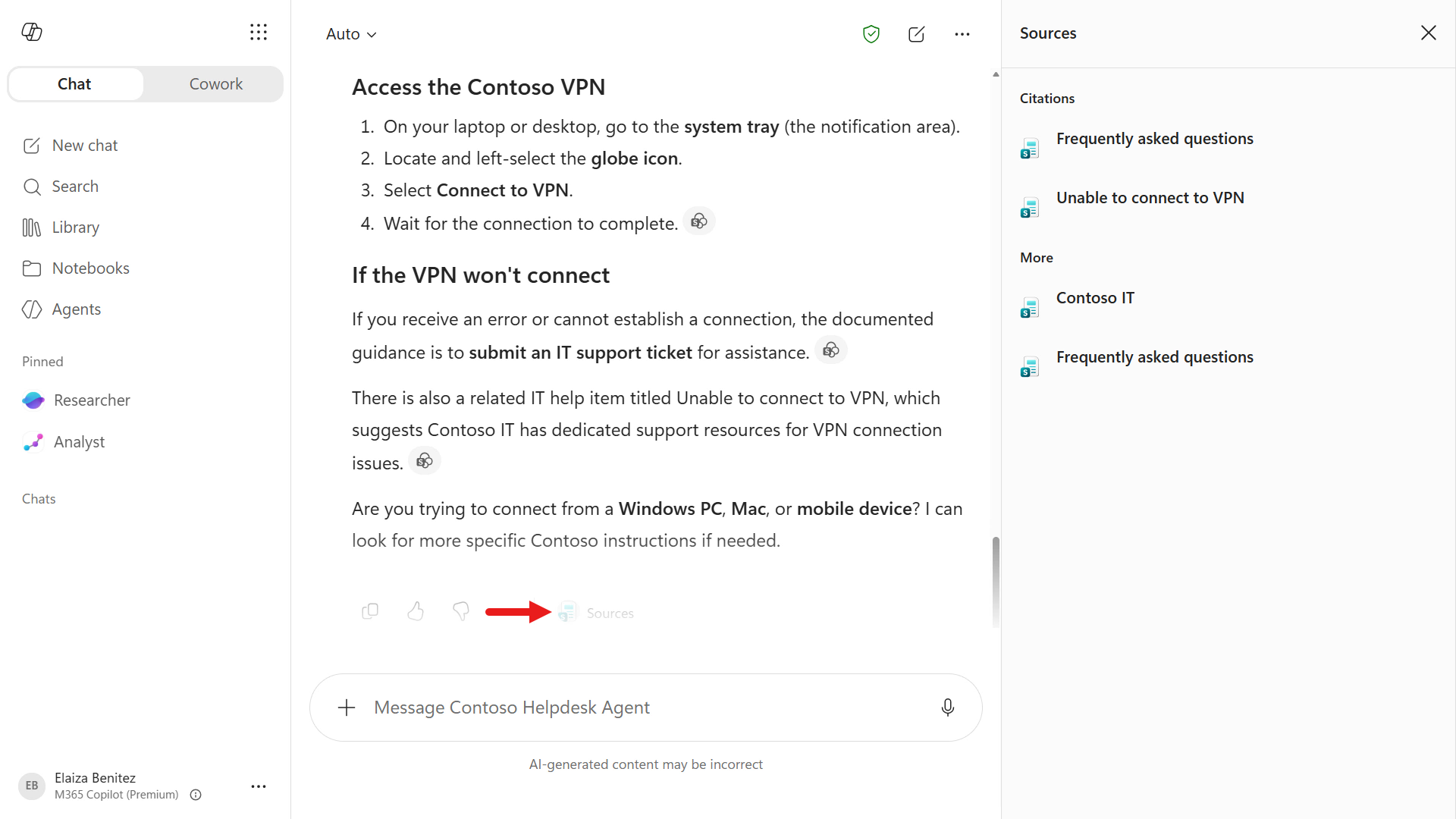 Review SharePoint site knowledge source