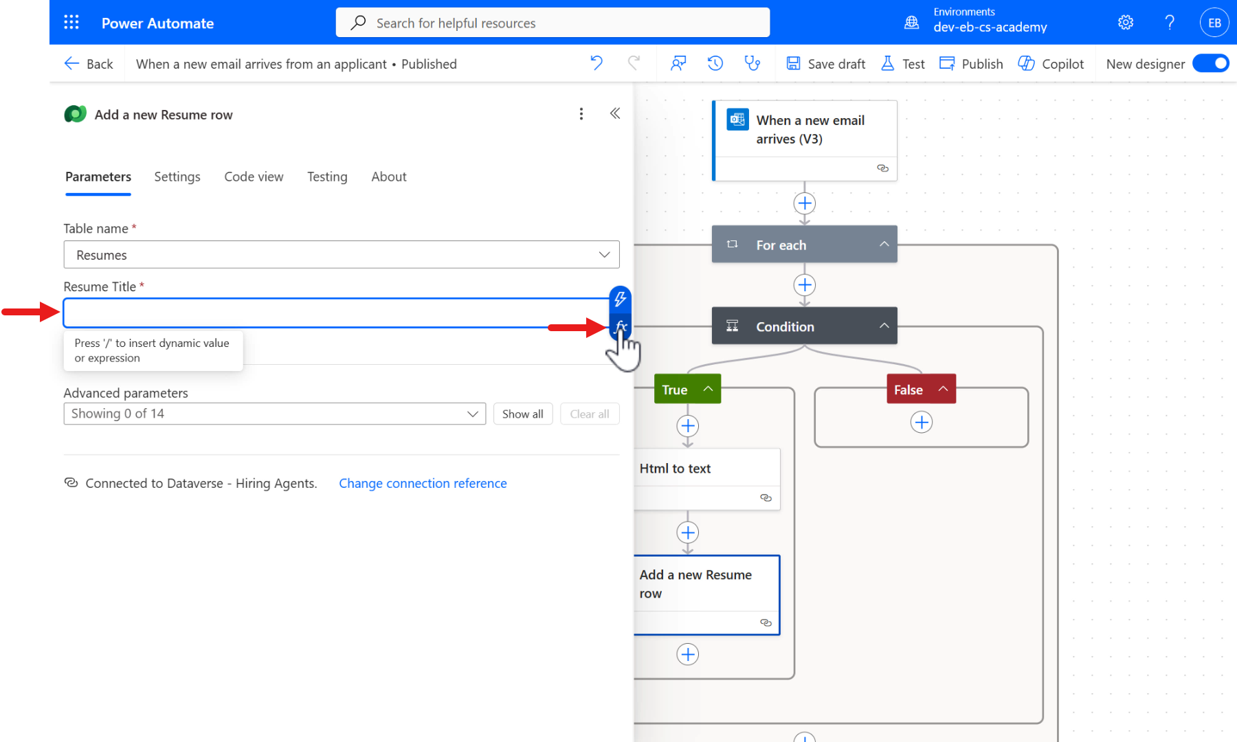Configure Resume Title parameter