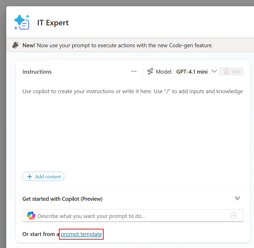Select prompt template