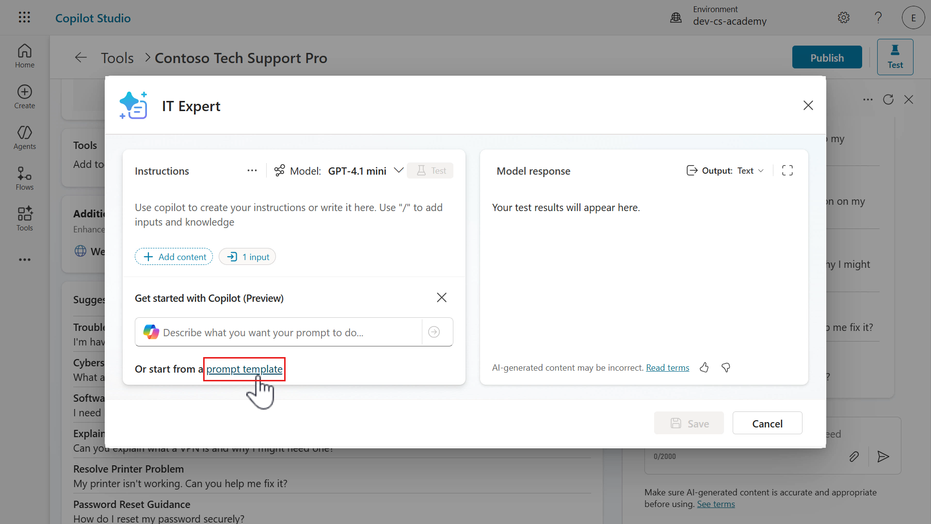 Select prompt template
