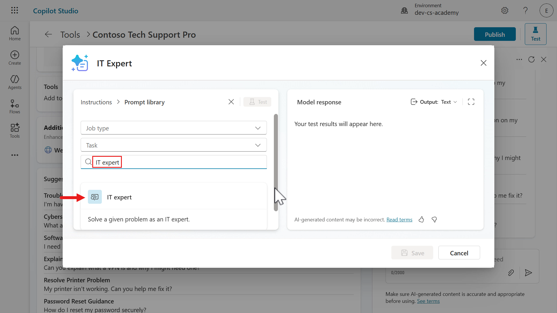 Select IT expert prompt