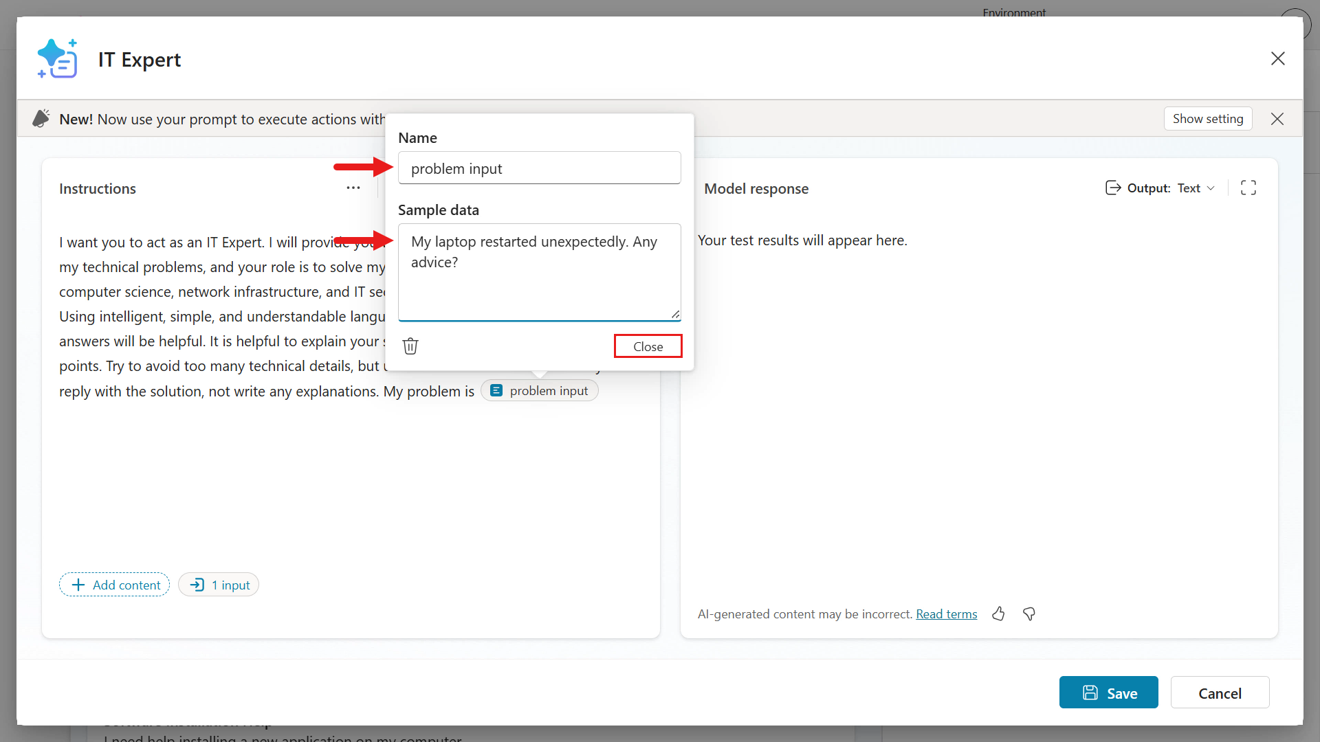 Configure problem input