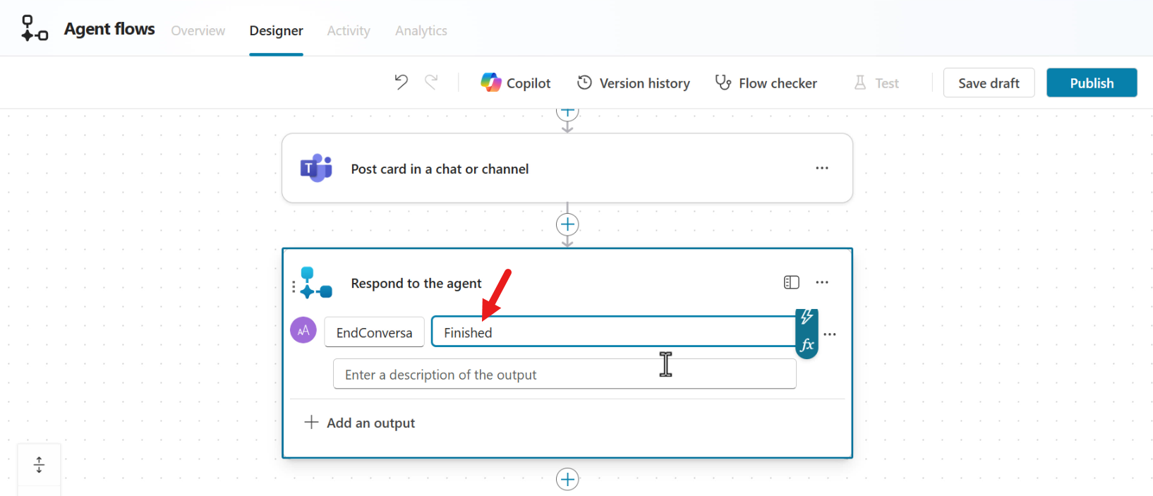 End Conversation Output value
