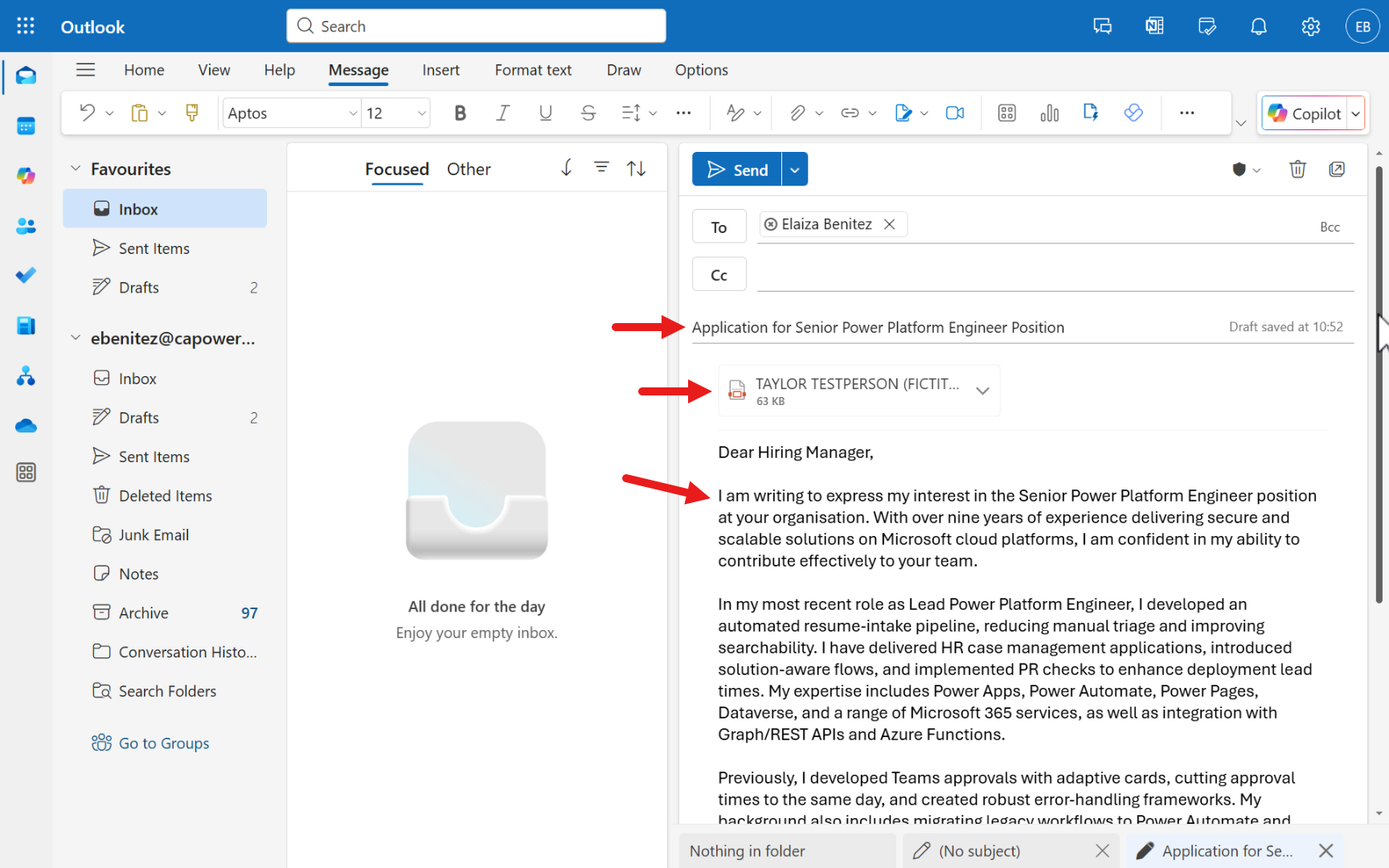 Compose email with PDF file attachment