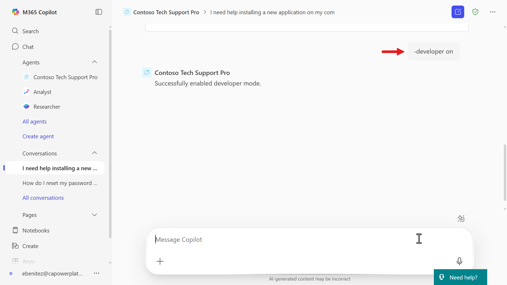 Developer mode enabled