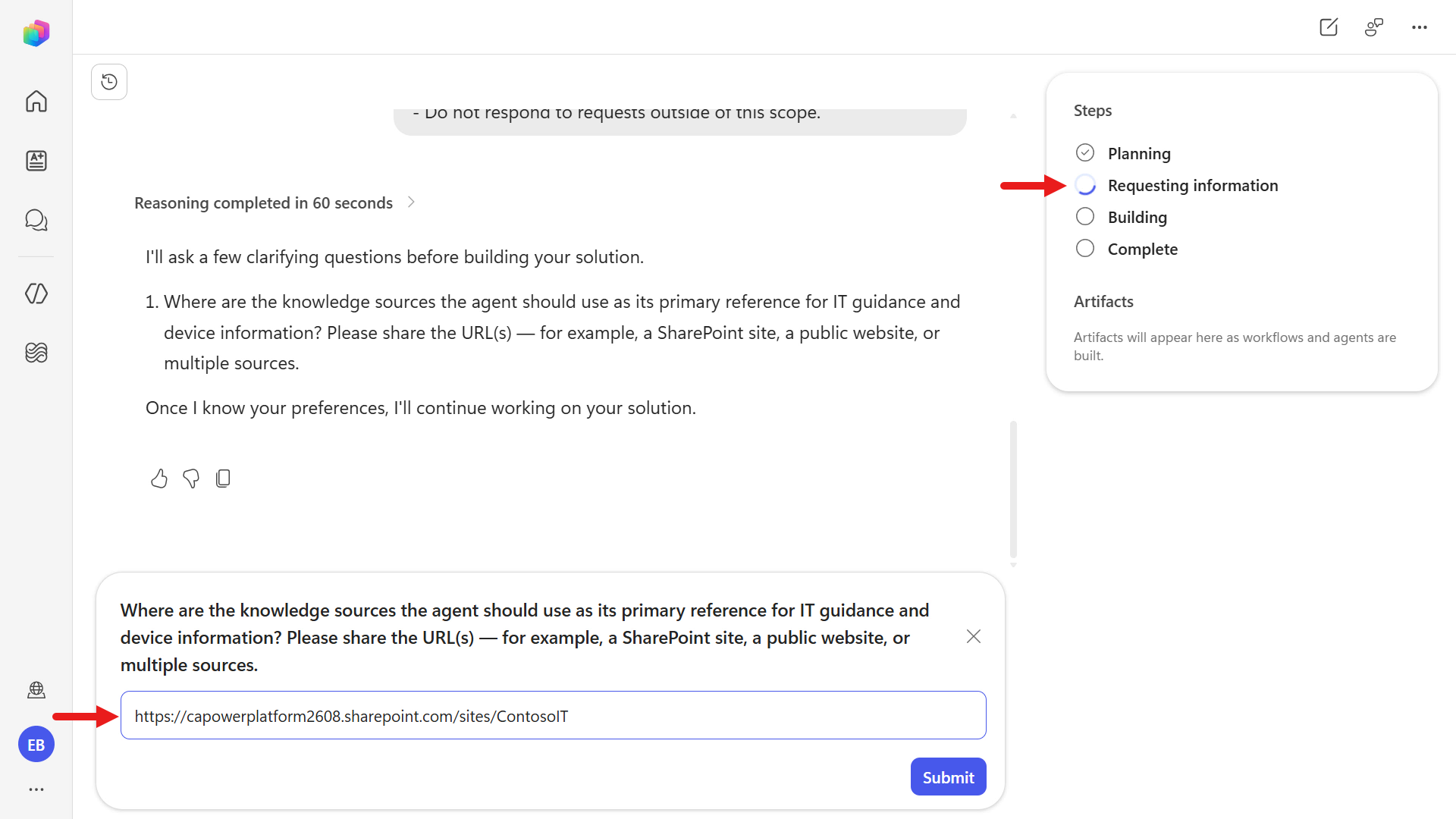 Provide parameters