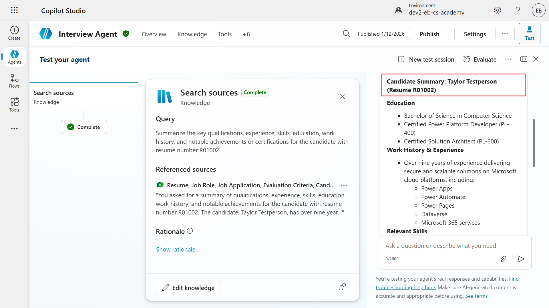 Question 1 response for GPT-4.1  model