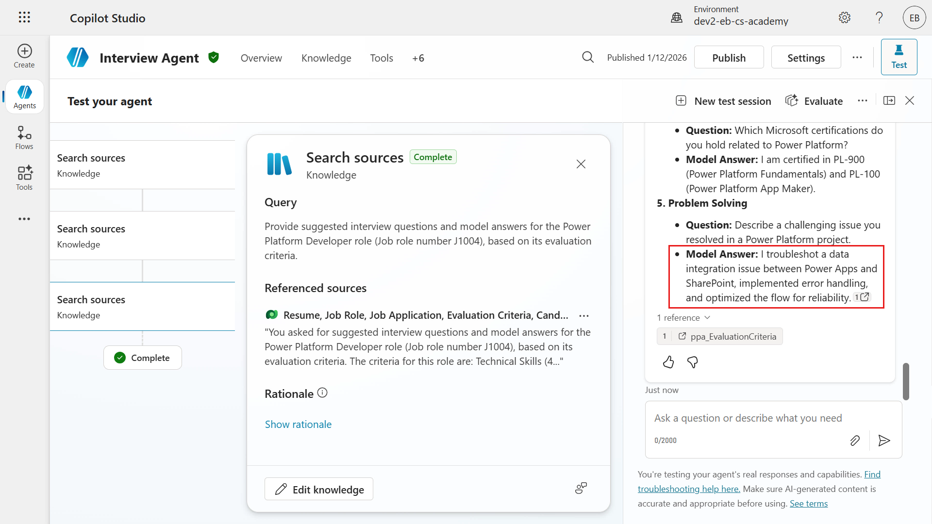 Question 3 response for GPT-4.1 model