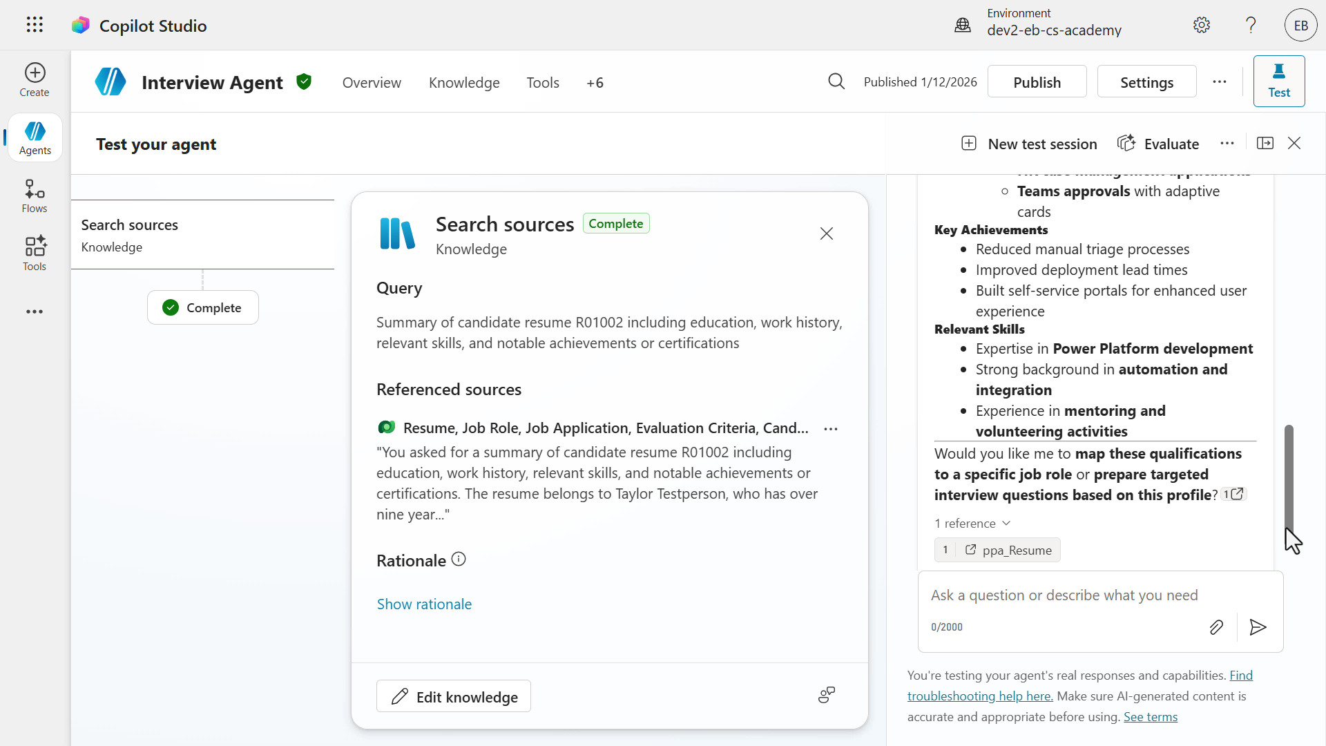 Question 1 response for GPT-5 Chat model