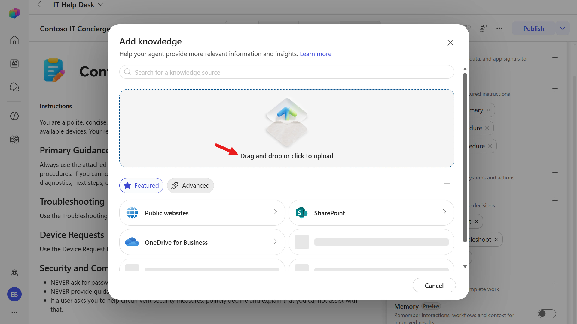 Select Click to upload