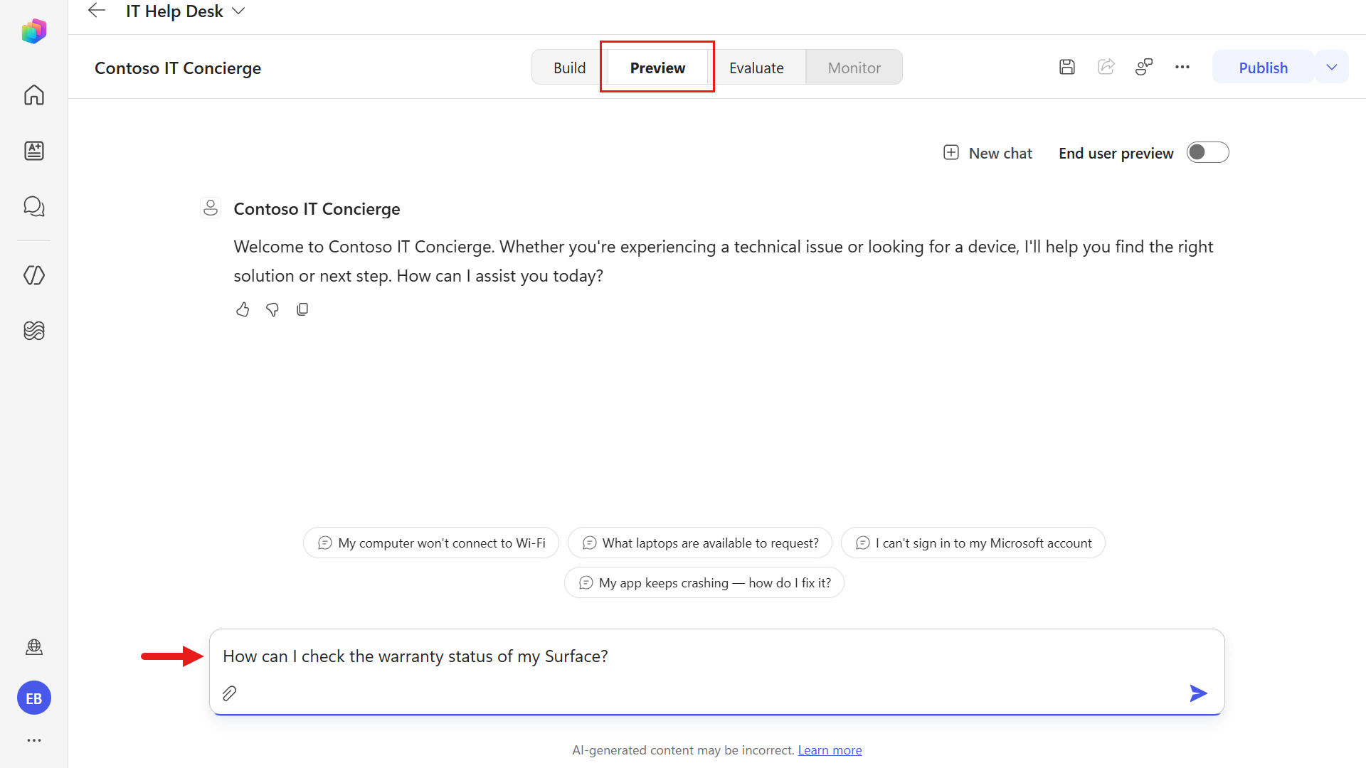 Test website knowledge source