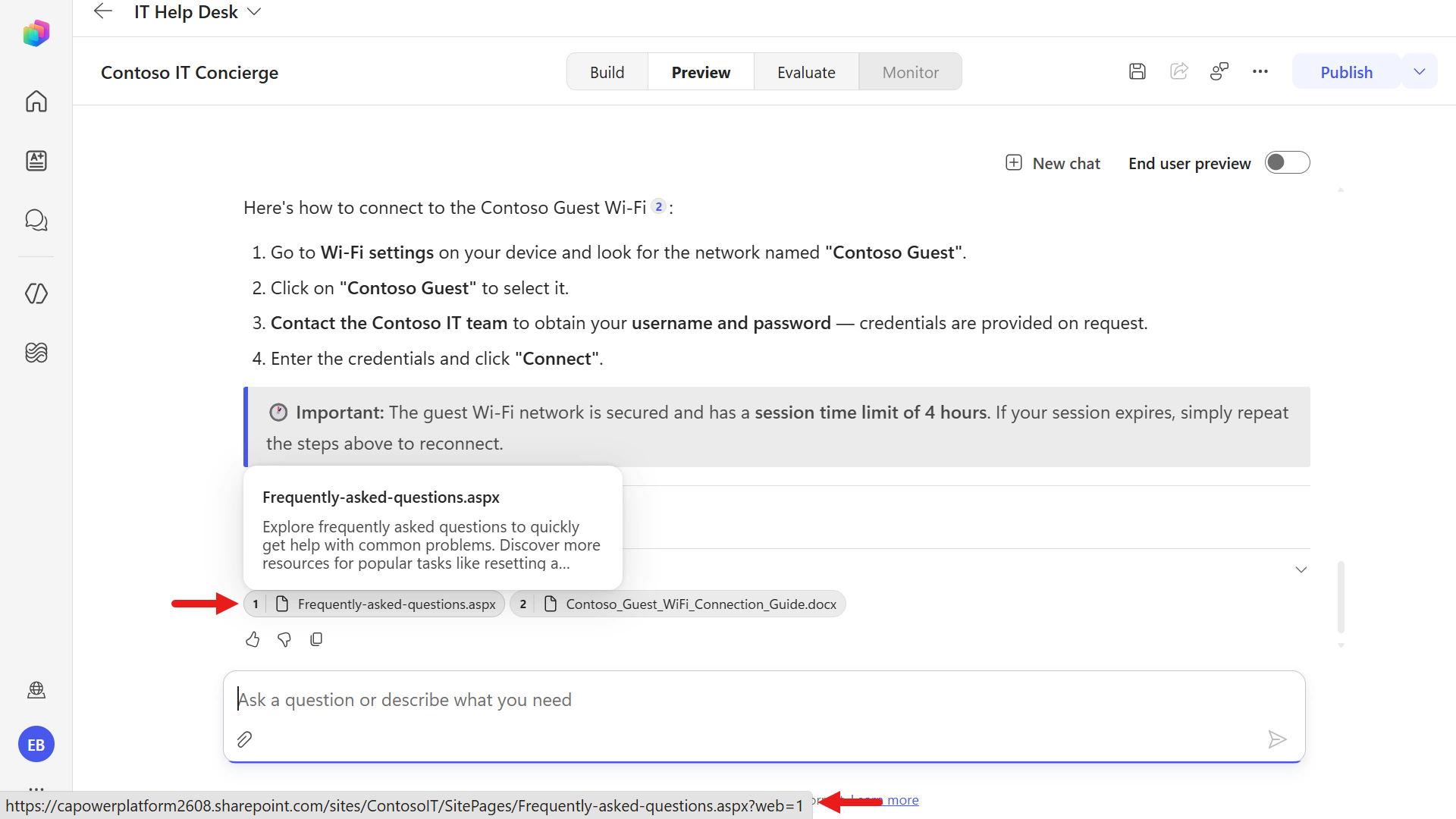 Guest wifi response and citations