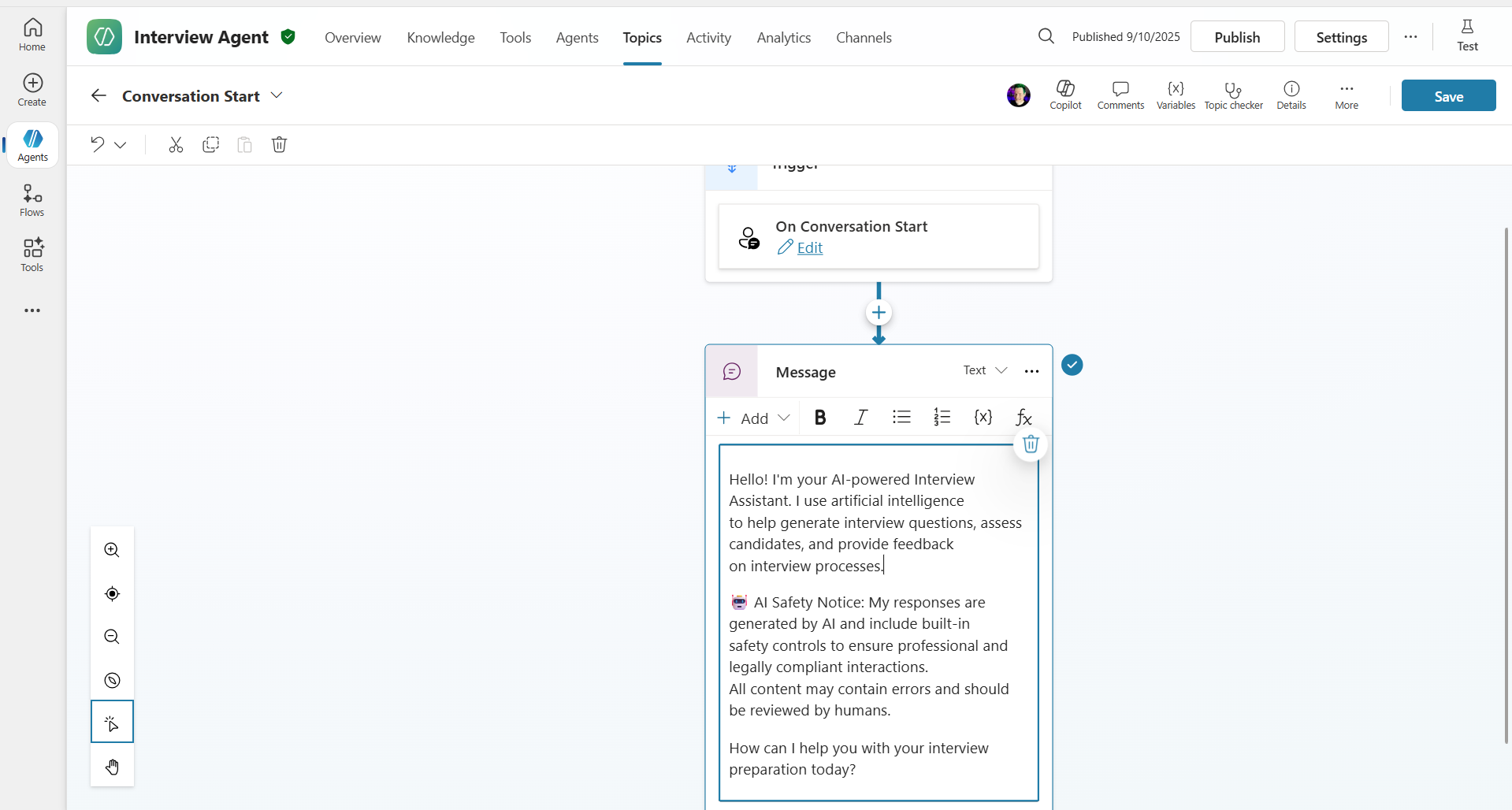 Edit Conversation Start Message