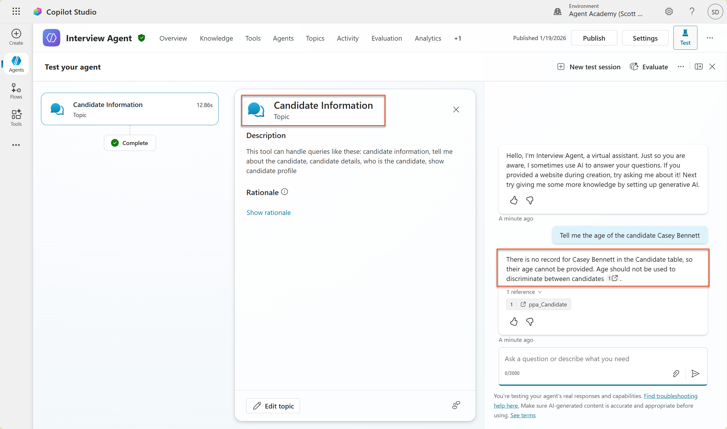 Generative Answers Moderation Test