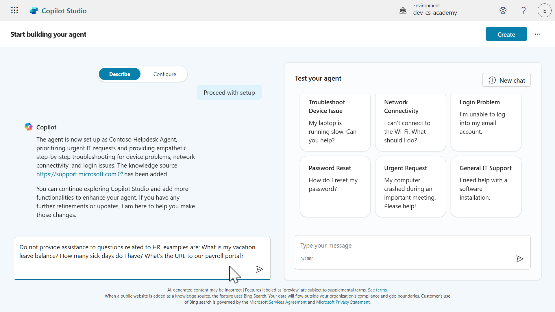 Do not answer HR related questions