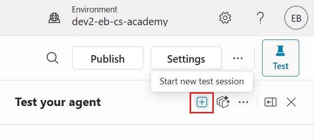 Select start new test session in testing pane
