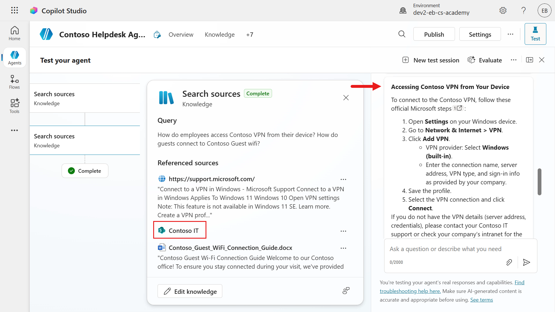 Knowledge sources referenced for Question 1 and Question 2