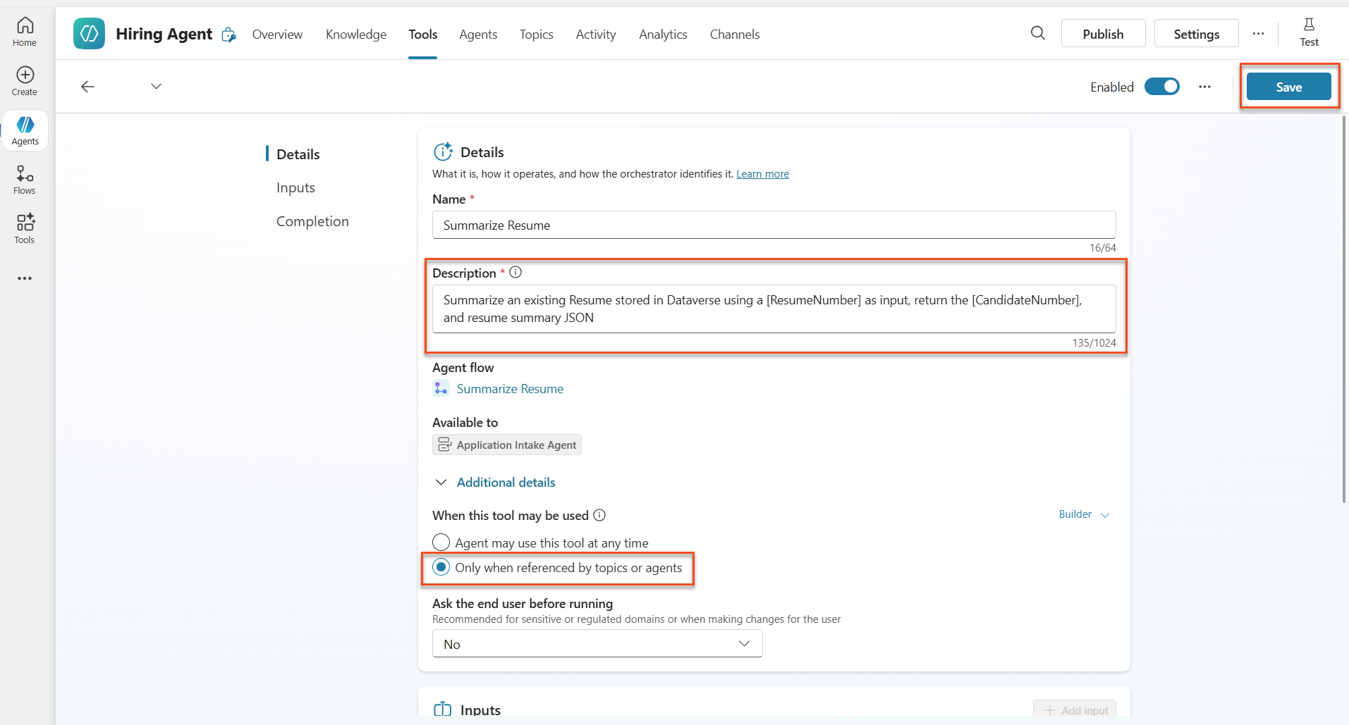 Configure Summarize Resume Tool
