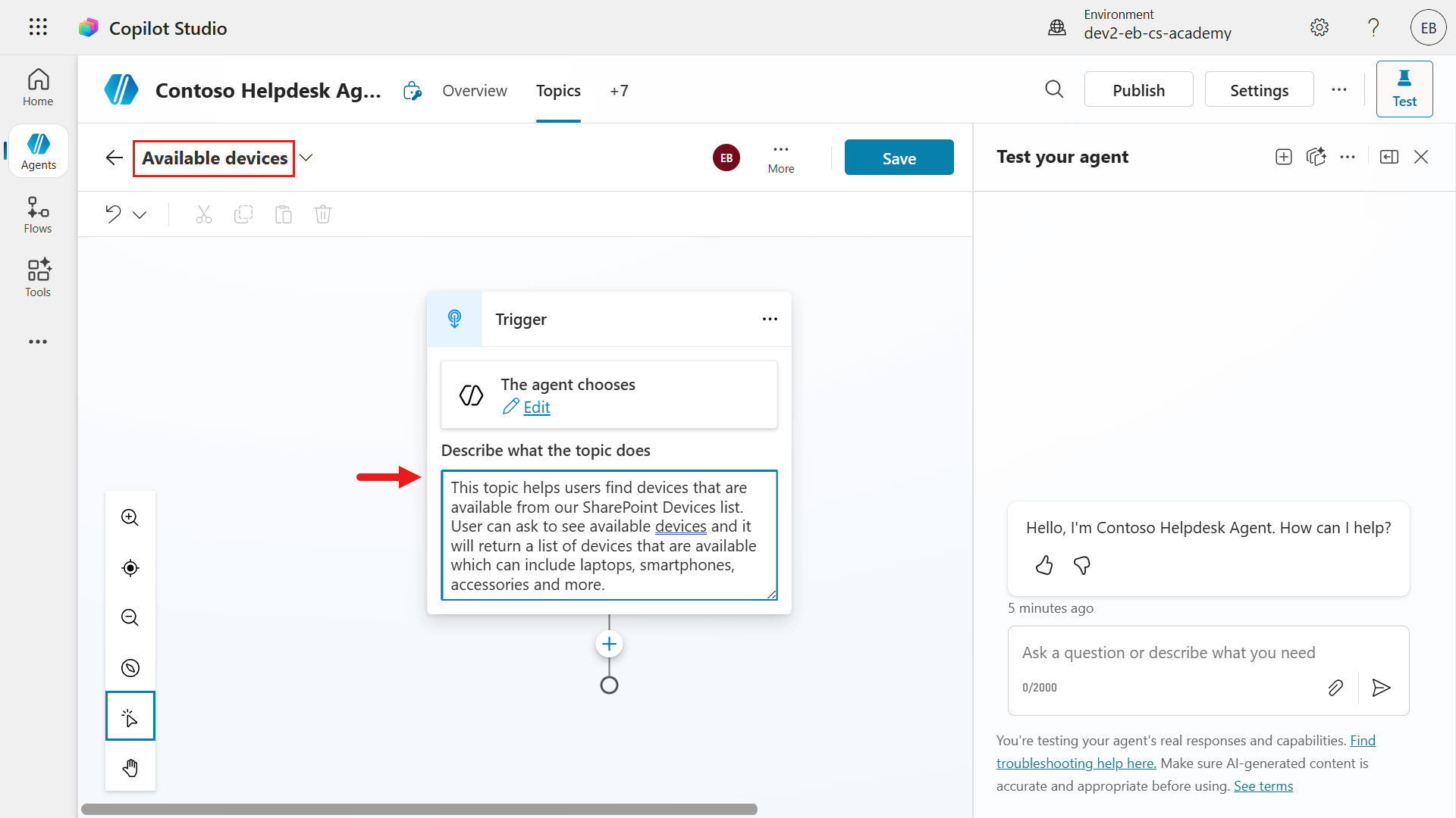 Enter a name and description for trigger