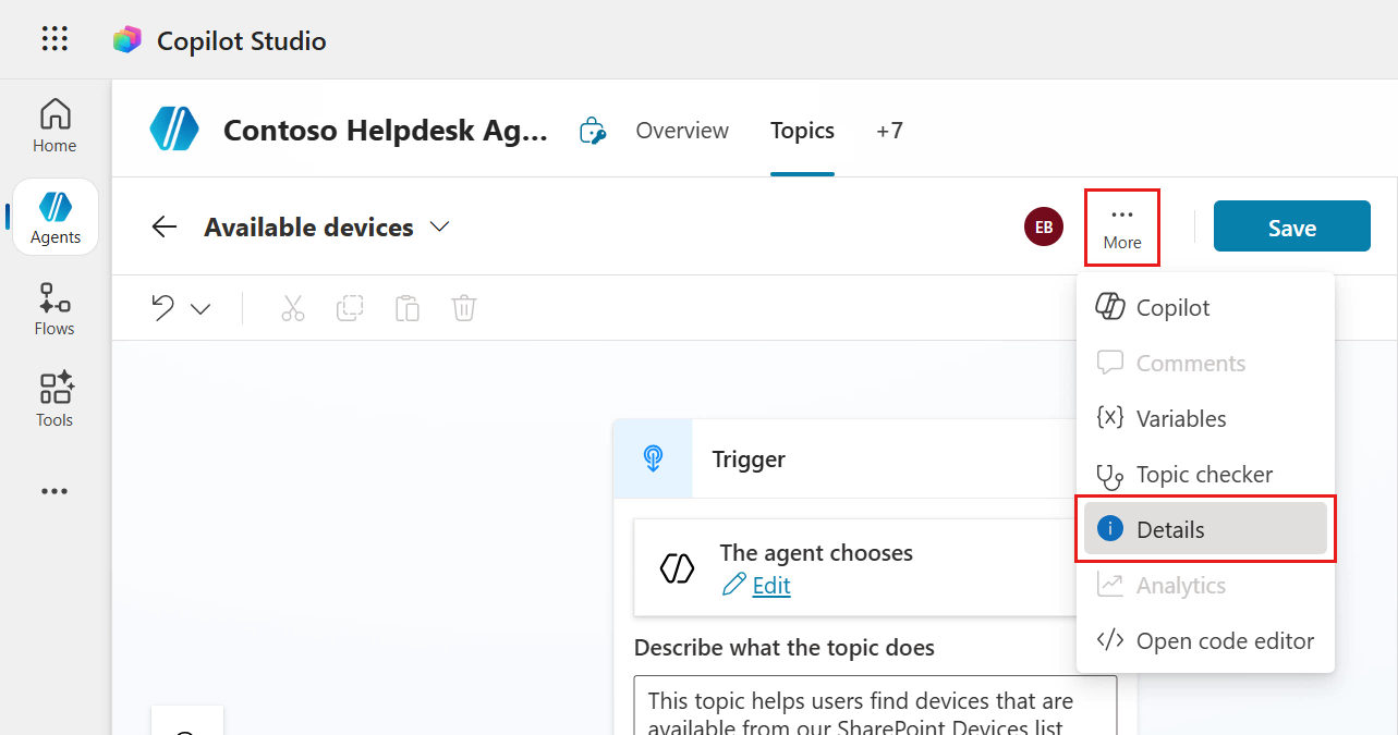 Select Topic Details