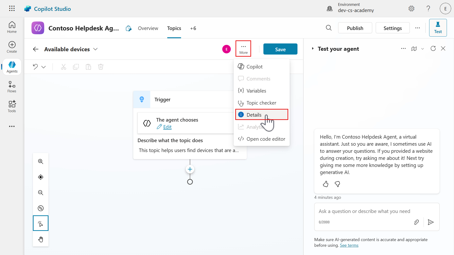 Select Topic Details