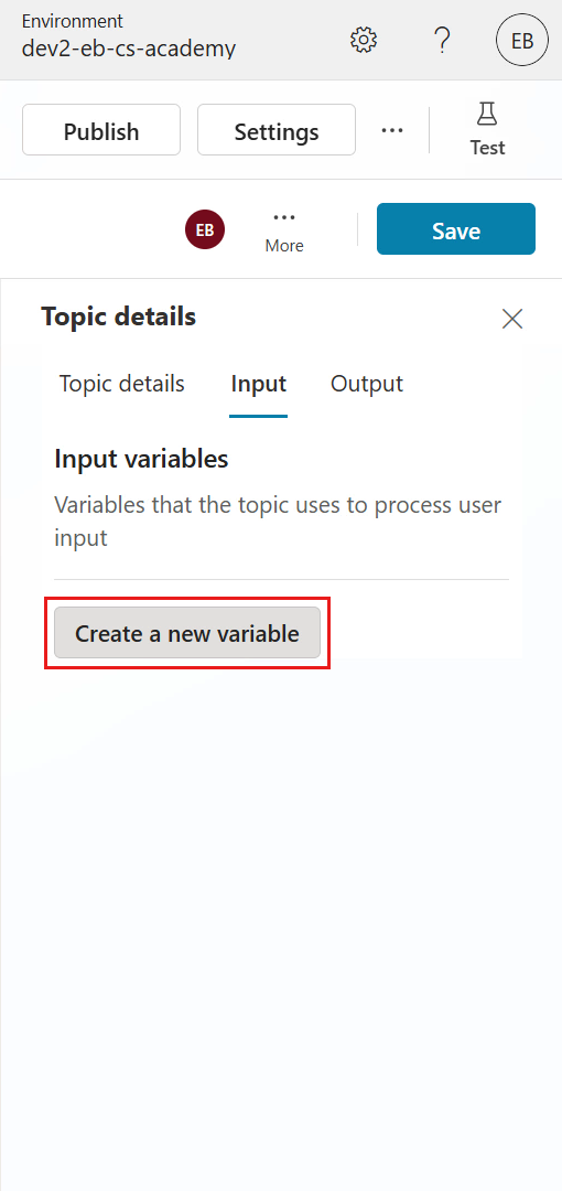 Create new input variable