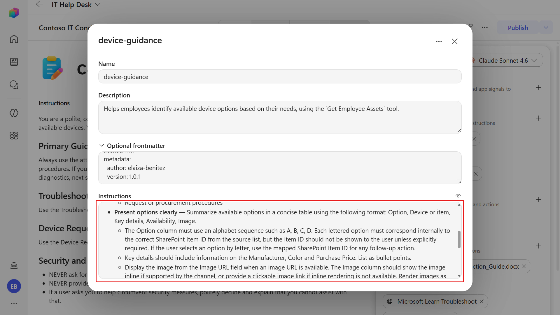 Review instructions