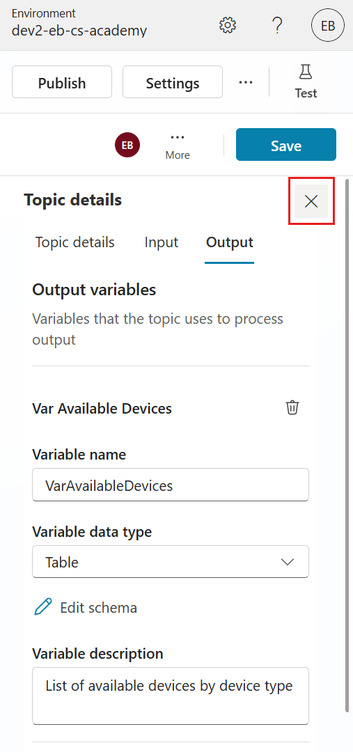 Exit from topic details pane.