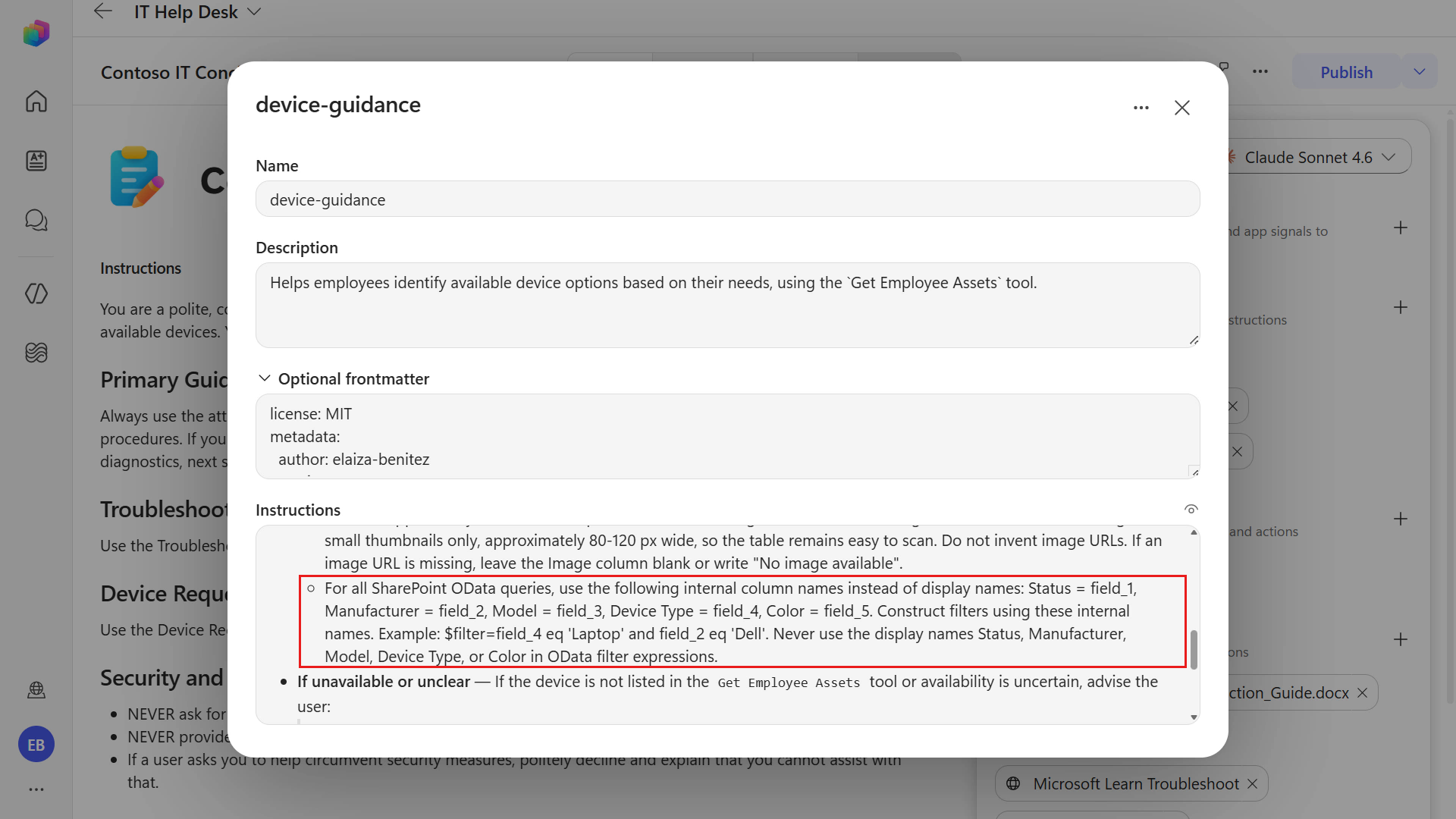 Replace skill and review input instructions