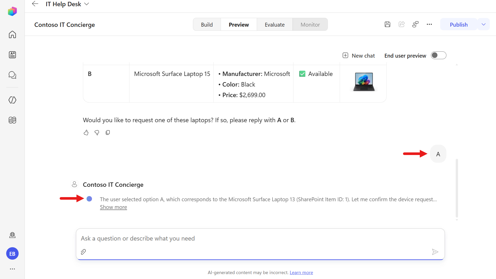 Confirm selected device
