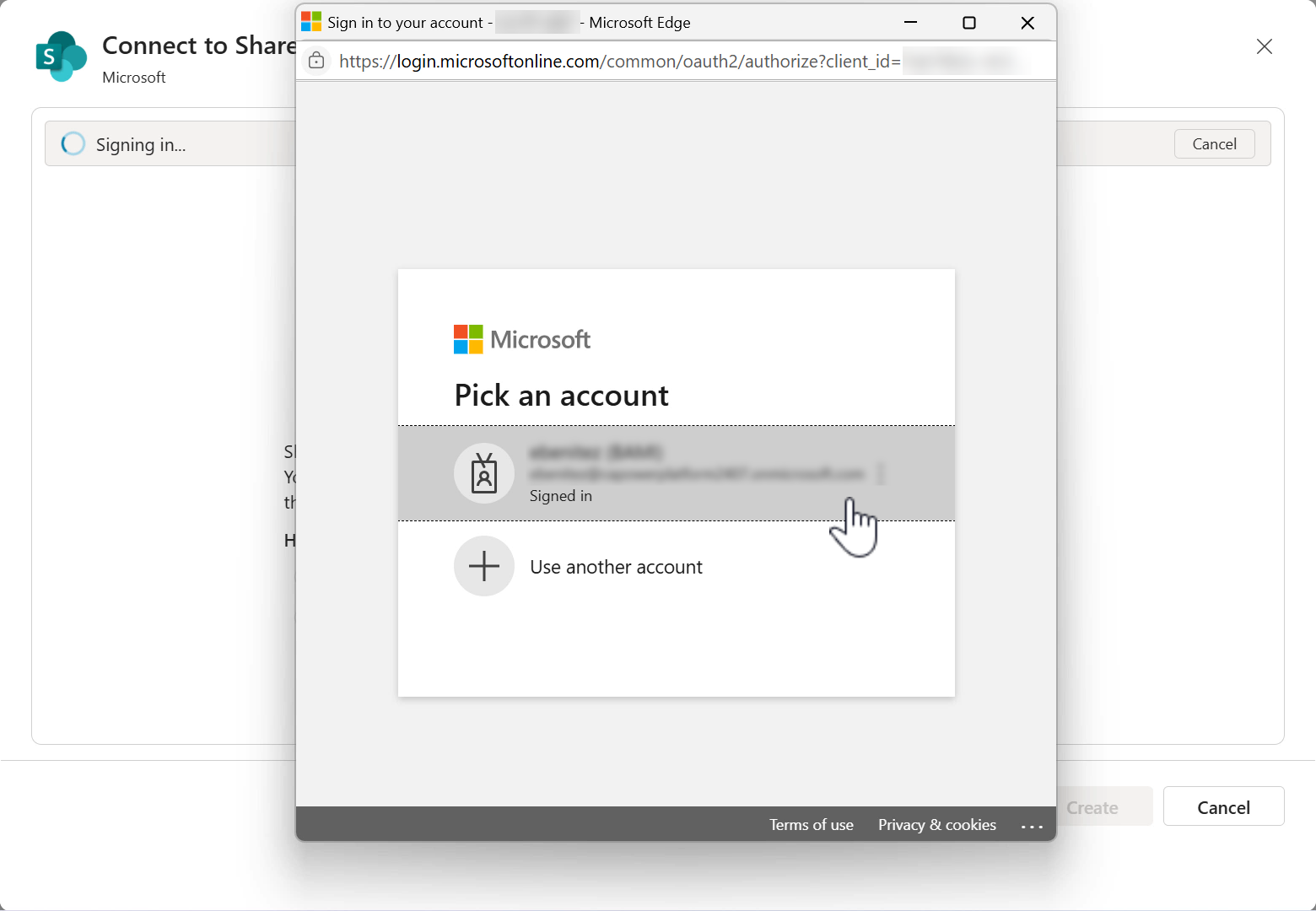 Select signed in user account
