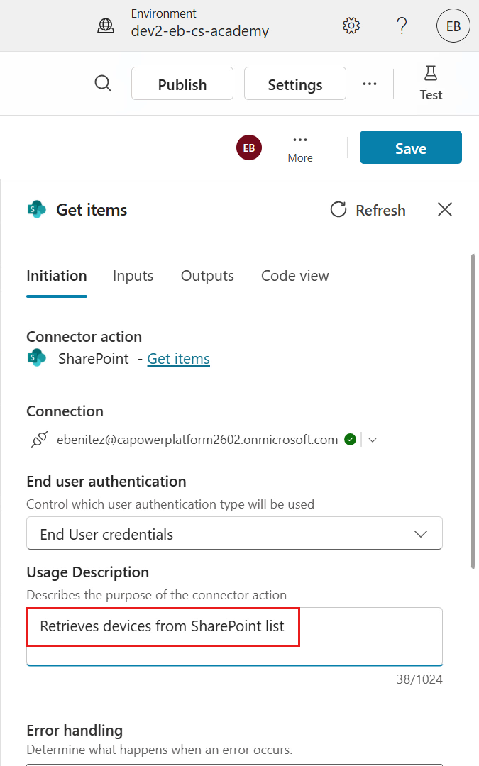 Get items description