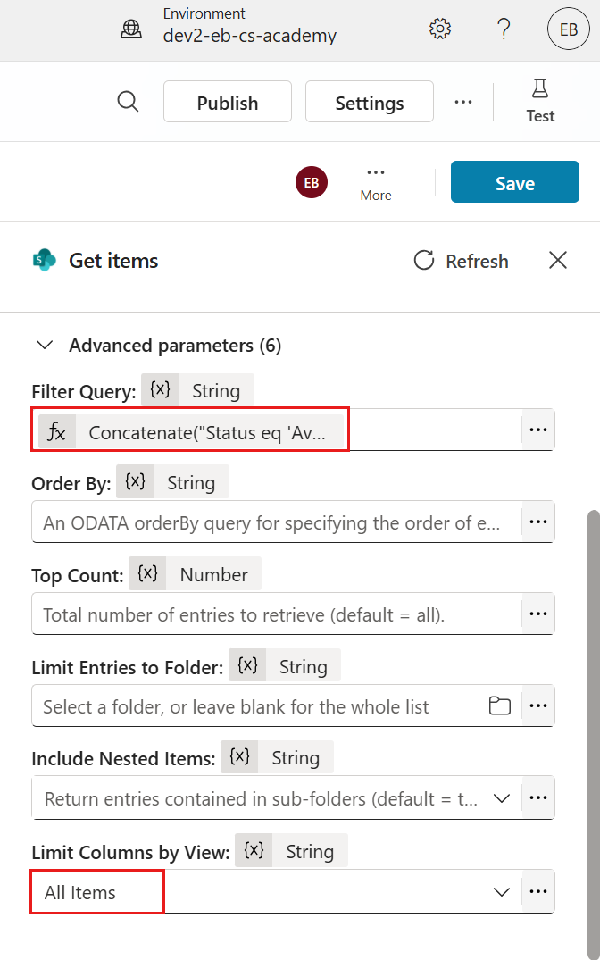 List Columns by View