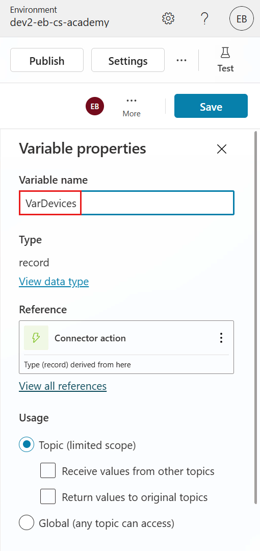 Update variable name