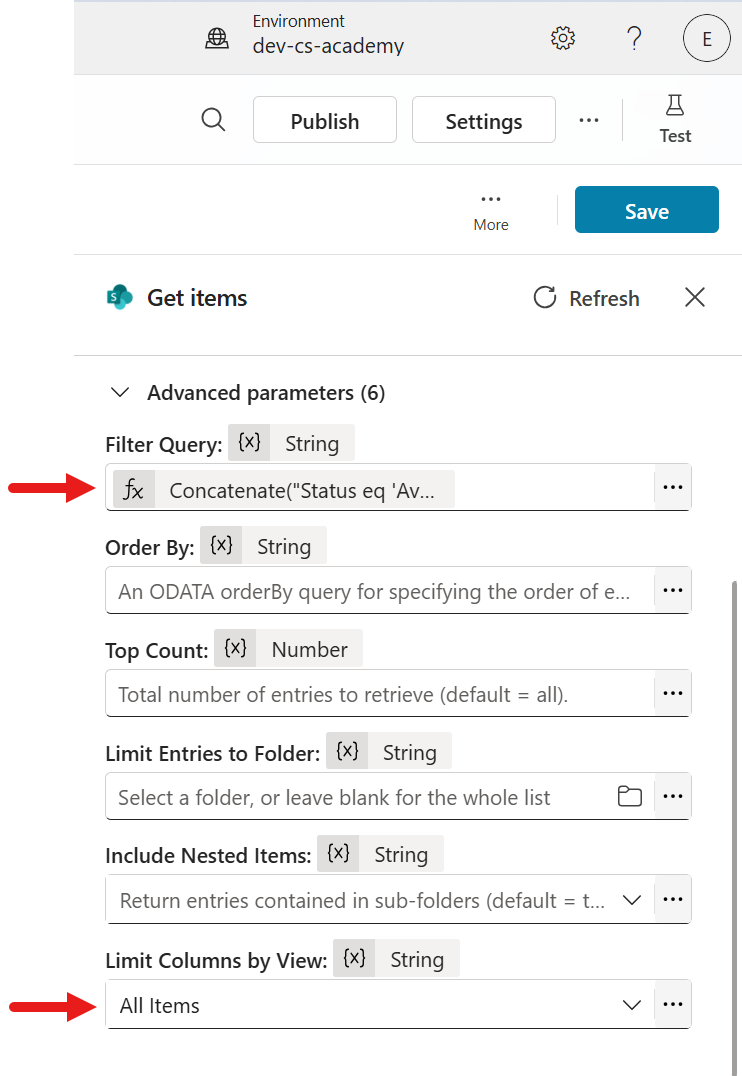 List Columns by View
