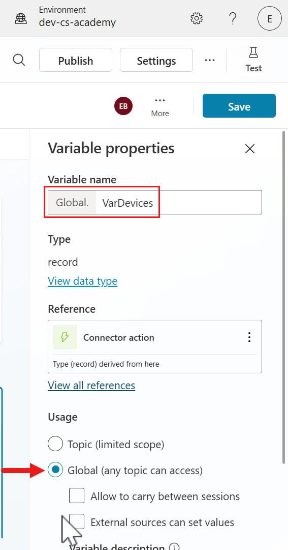 Update to Global variable