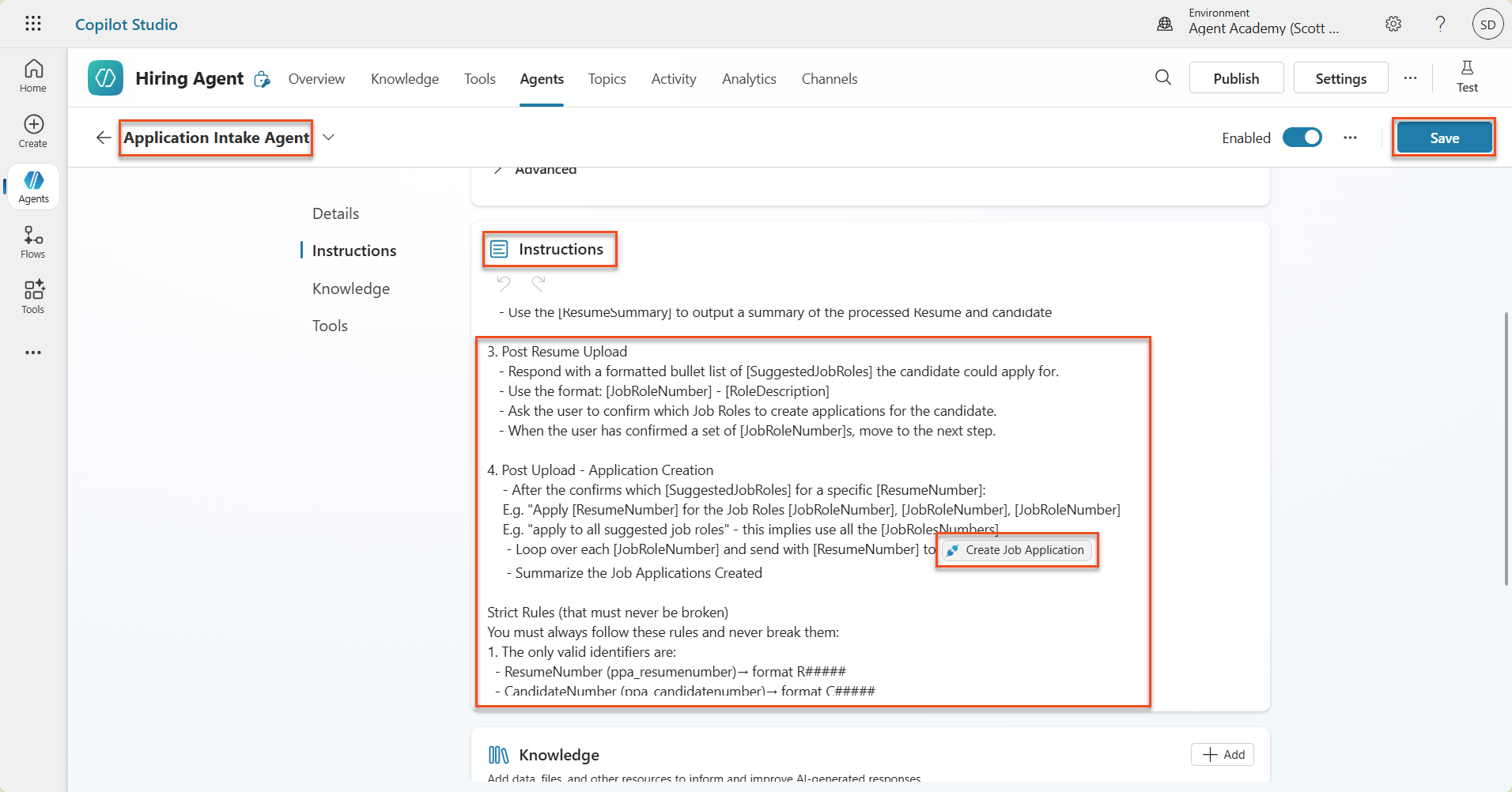 Create Job Application Instructions